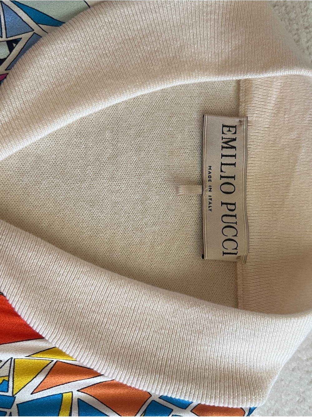 Emilio Pucci Multicolor Mosaic-Print Bomber Jacket with Cream Trim - Picture 11 of 12